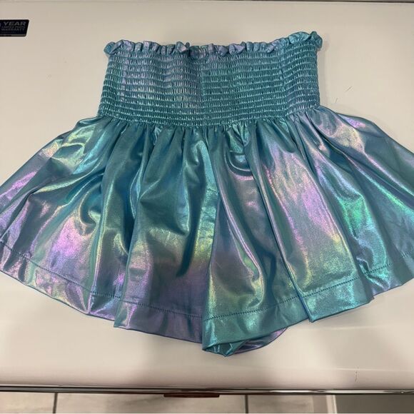 Queen of sparkles Iridescent Blue Shorts with Elastic Waistband sz XL- NWOT! - Picture 3 of 7